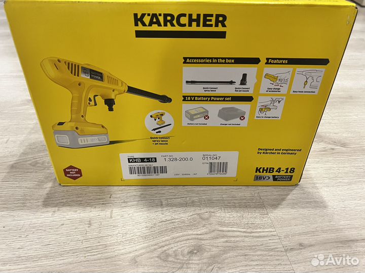 Аккумуляторная мойка karcher KHB 4-18 Battery 1.32