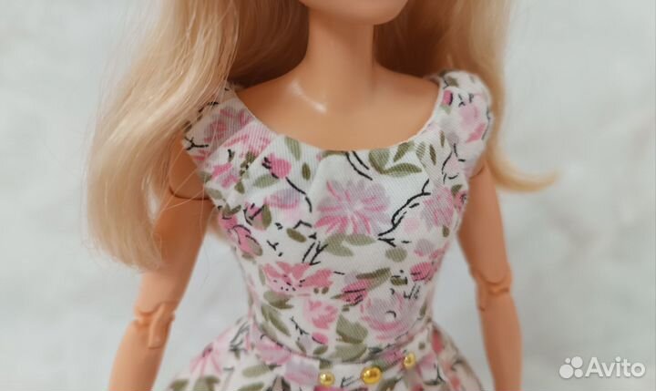 Розовое платье- зефирка для Барби
