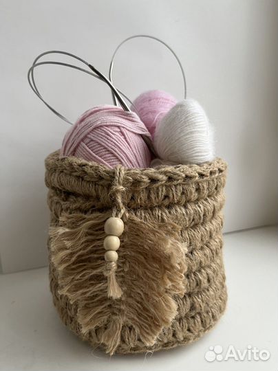 Корзинка-органайзер из джута