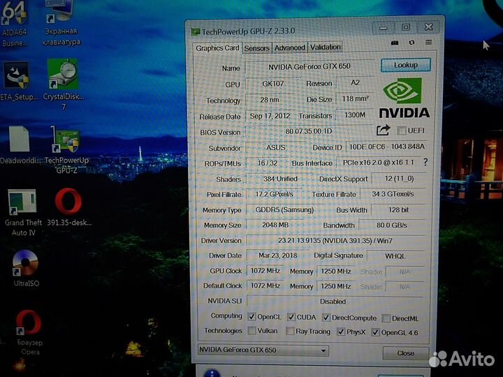 Видеокарта Asus gtx 650 2 gb
