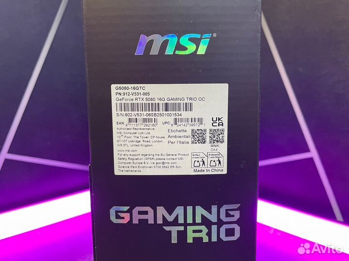 Видеокарта MSI GeForce RTX 5080 16G gaming trio OC