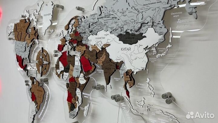 Карта мира на стену с подсветкой и без подсветки