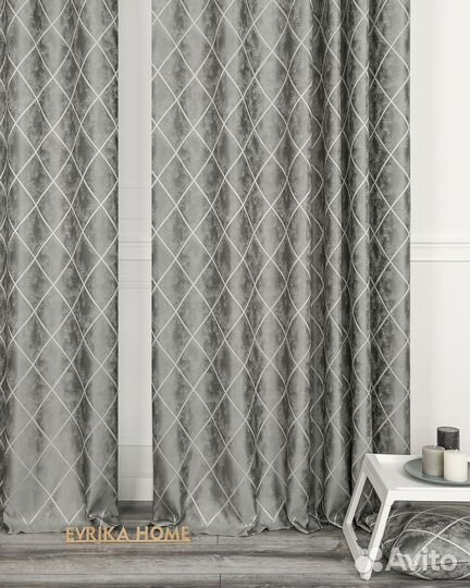 Комплект портьер жаккард Леман Стальной шторы