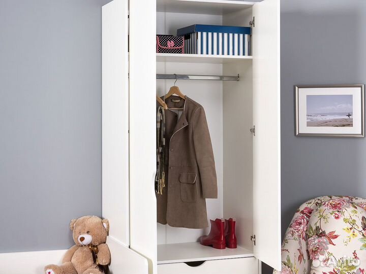 Шкаф детский белый Уна, с ящиками