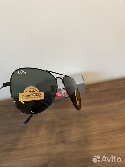 Солнцезащитные очки Ray Ban черные авиатор стекло