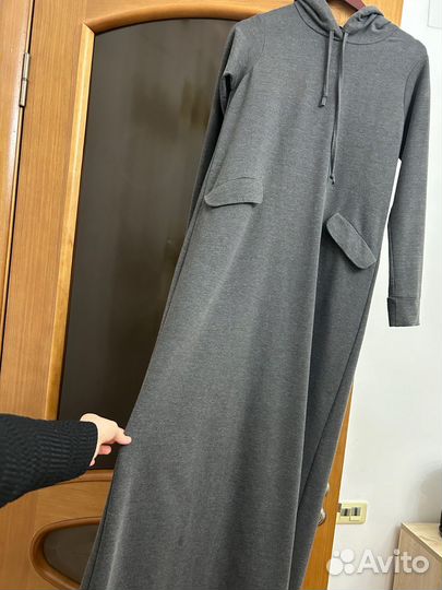 Платье худи длинное с капюшоном