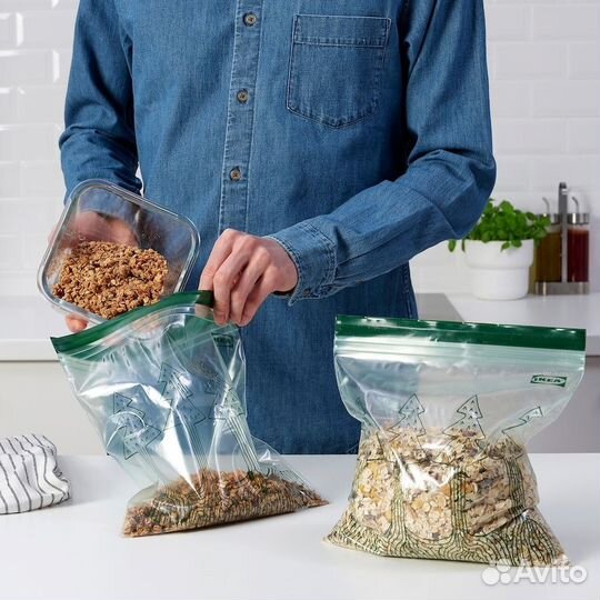 Истад Многоразовый пакет, узорчатый/зеленый,2,5 л