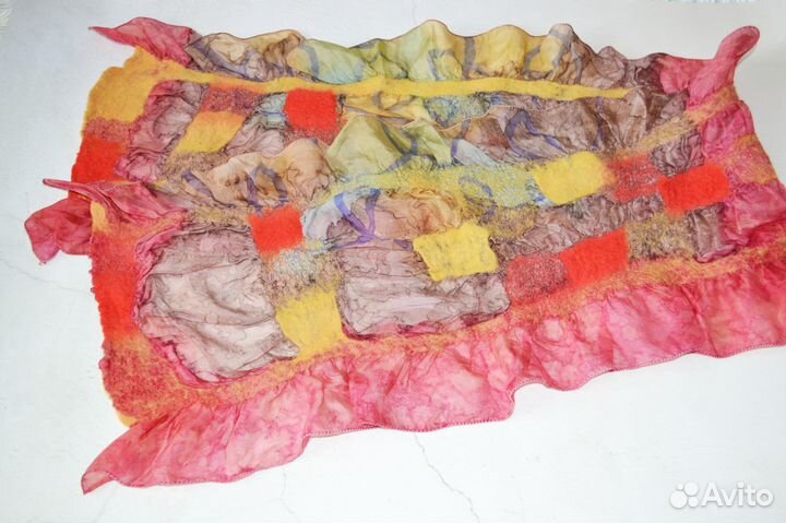 Шарф валяный шерсть/шелк. Новый