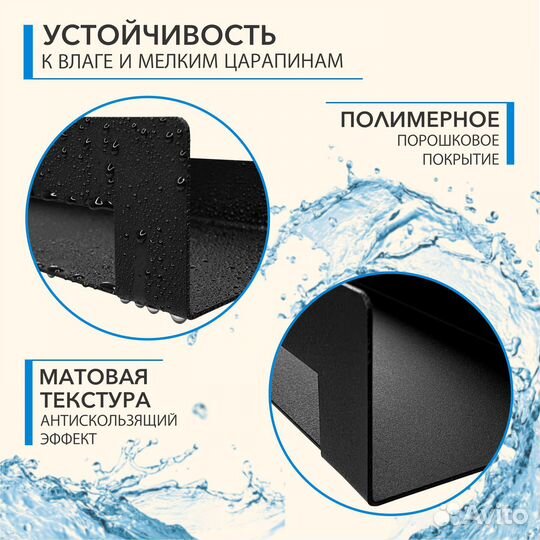 Полка на кухню для полотенец настенная черная 2 шт