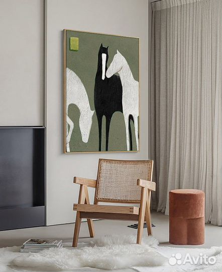 Стильная картина маслом ручная работа лошади