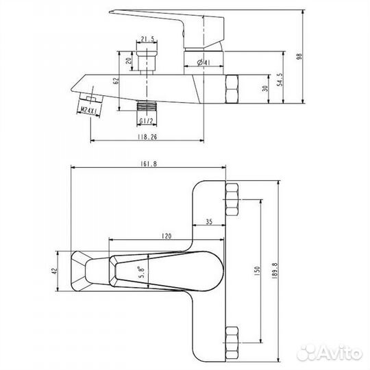 Смеситель для ванны 35к esko NY54 