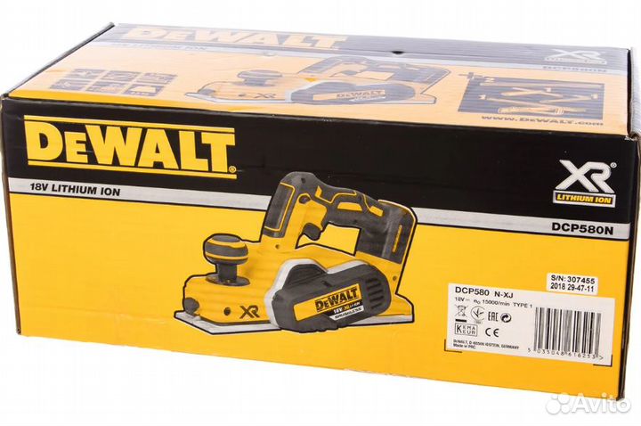 Аккумуляторный рубанок DeWalt DCP580N
