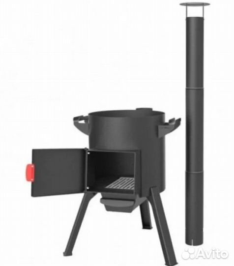 Комплект печь+казан 6-22л 2мм сталь с дымоходом