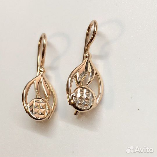 Золотые серьги 583 пробы СССР
