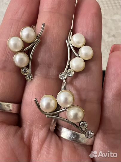 Серьги,кольцо,подвеска серебро