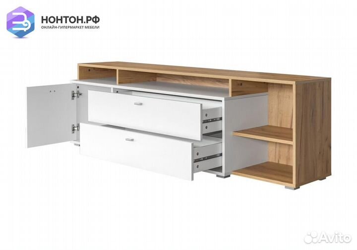 Тумба Бэль 10.92 белый премиум / дуб крафт золотой