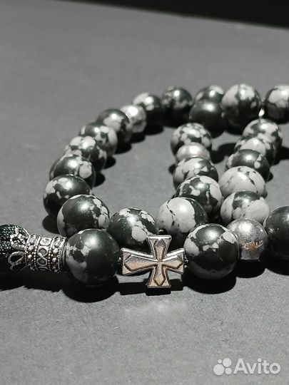 Четки православные 30 зерен Снежный обсидан