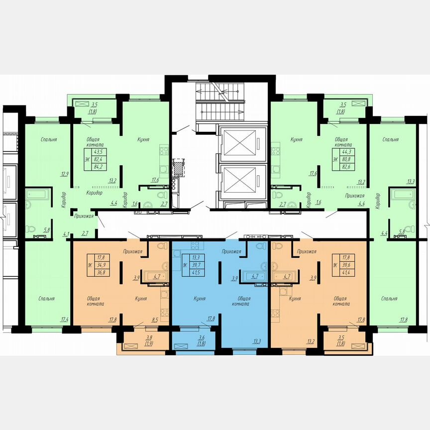 3-к. квартира, 82,6 м², 13/17 эт.