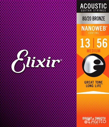 Струны для гитары Elixir 11102 NanoWeb Medium 13-5