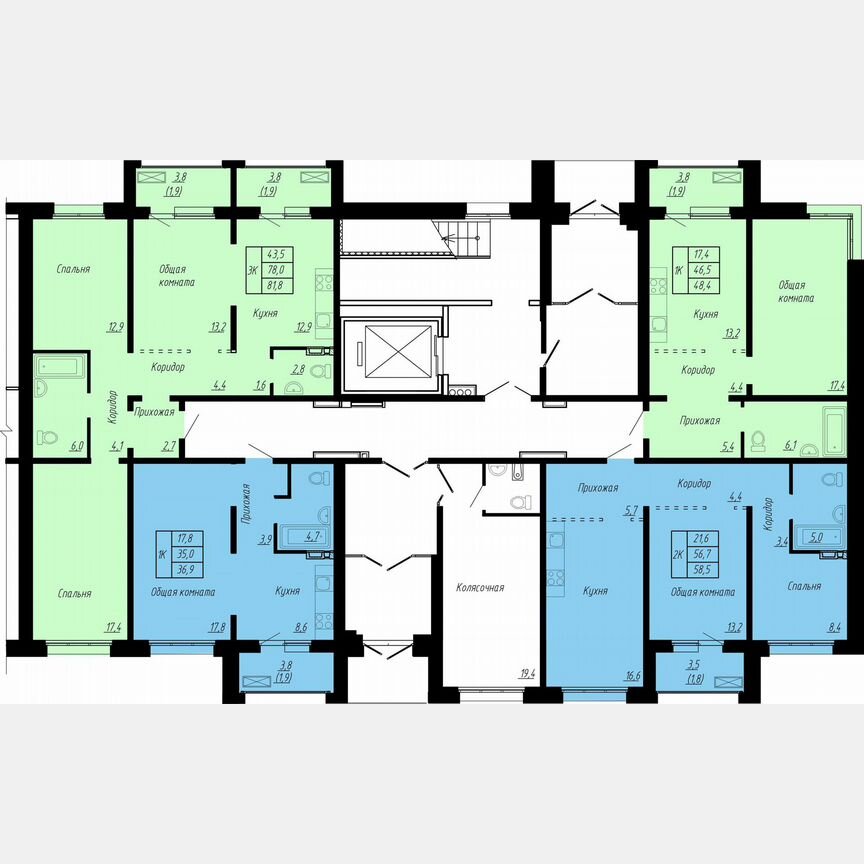 1-к. квартира, 48,4 м², 1/17 эт.