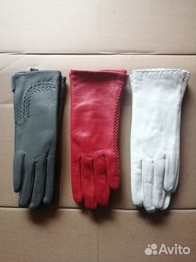 Перчатки женские кожаные