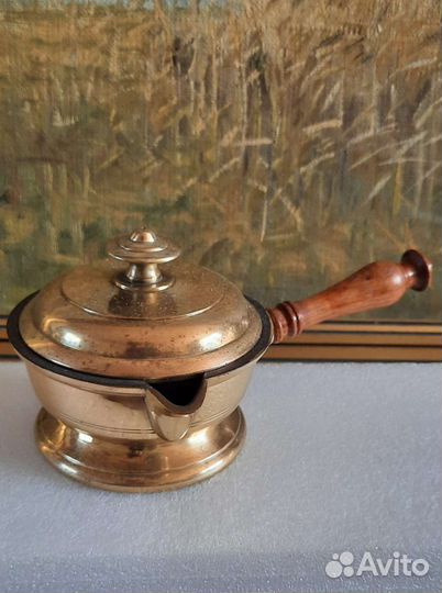 Антикварный бронзовый ковшик с крышкой