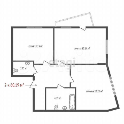 2-к. квартира, 60,2 м², 10/29 эт.