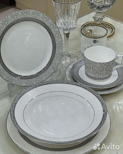 Сервиз столовый обеденный костяной фарфор 6 персон