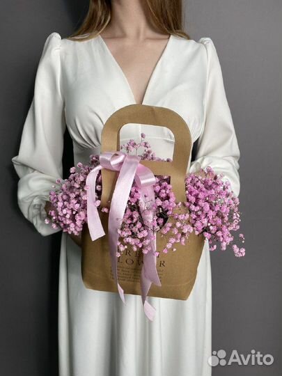 Гипсофила в коробке, Цветы оптом, Розы оптом