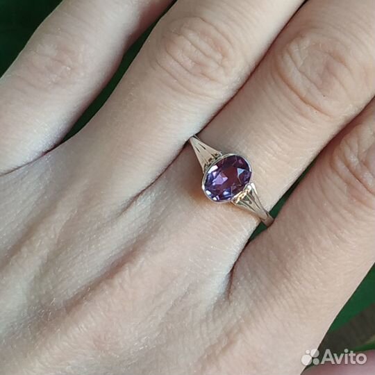 Кольцо СССР серебро 875 александрит звезда