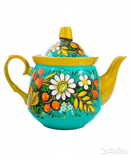 Самовар «Ромашки в бирюзе» электрический формой же