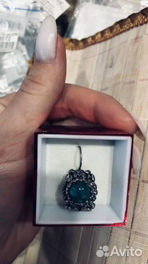 Серьги серебро с бирюзой винтаж