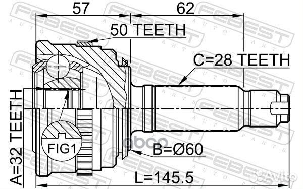 ШРУС honda accord/prelude 2.0/2.2 90-98 нар.(AB