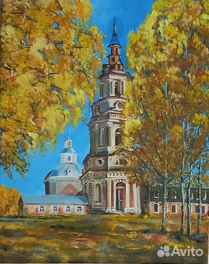Картина Осенний пейзаж с храмом