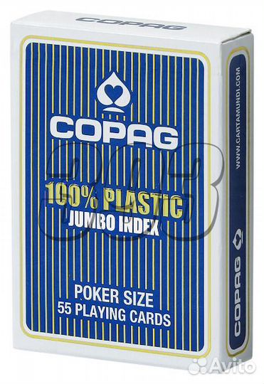 Карты 100 Пластиковые copag (синие, джамбо (742)