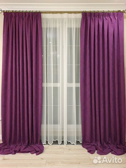 Шторы канвас фиолетовые новые комплект
