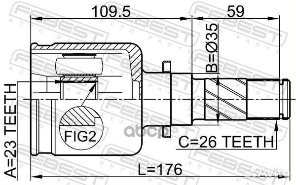 Шрус внутренний левый 23x35x26 mazda 3 bk 2003