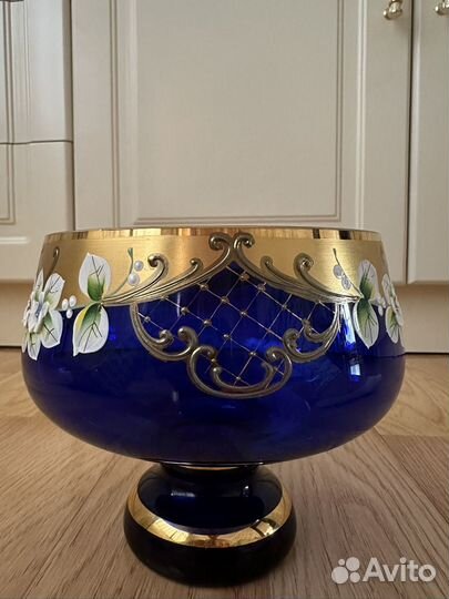 Ваза для фруктов цветной хрусталь