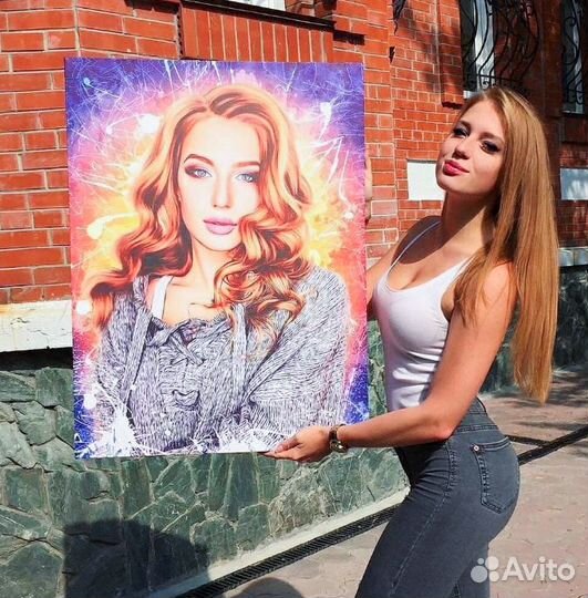 Портрет по фото на холсте на праздник с доставкой