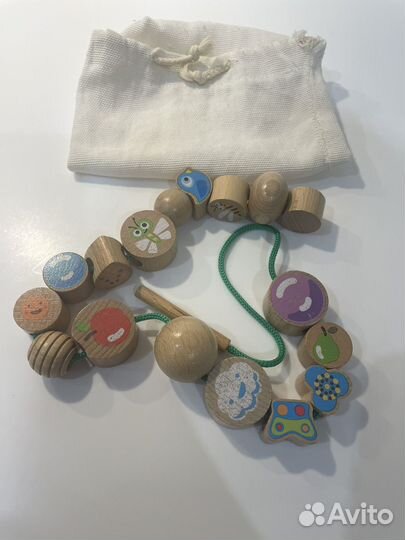 Деревянная шнуровка бусы