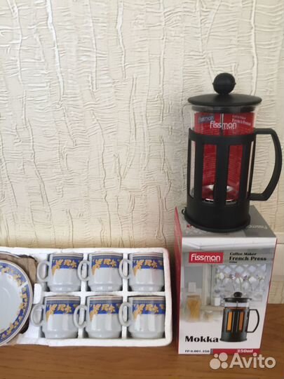 Новый набор:френчпресс Fissman,6 кофейных пар