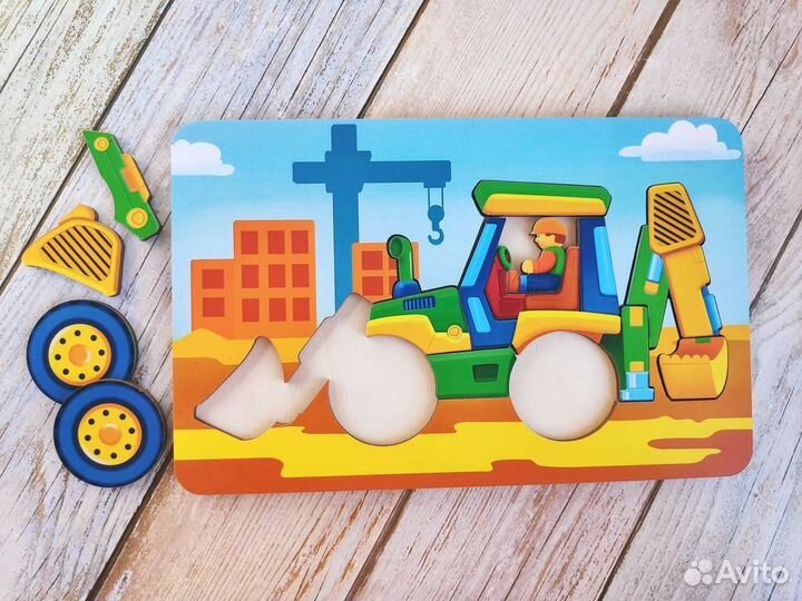 Пазлы деревянные, транспорт, новые