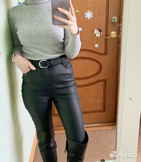 Брюки женские stradivarius эко кожа 34