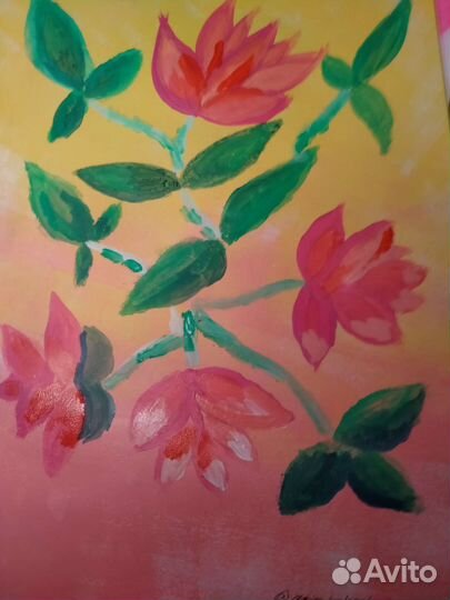 Цветы картина интерьер абстракция