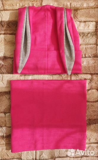 Очаровательная шапка с ушками со снудом 48-52