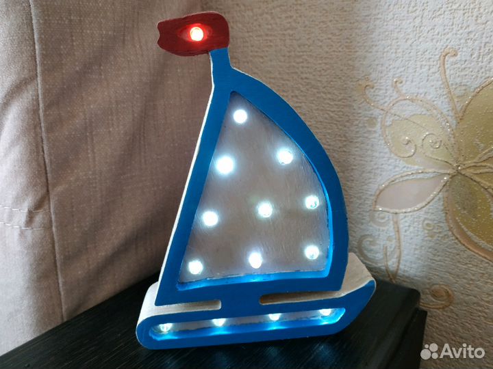 Детский Деревянный ночник кораблик