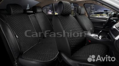 Накидки на сидения велюр экокожа черные, комплект