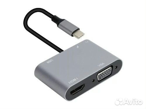 Адаптер USB Type-Cm-VGA, hdmi 4k*30Hz, USB3.0, PD