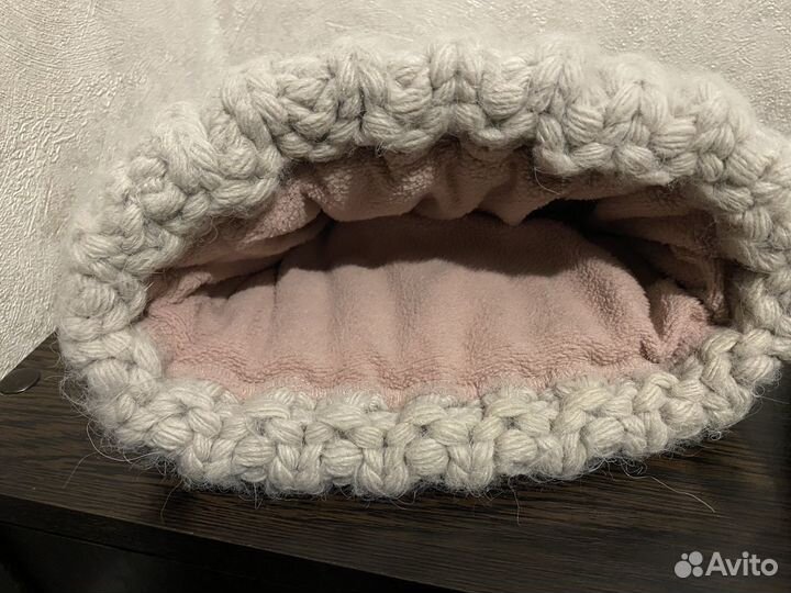 Вязаный зимний комплект шапка и снуд