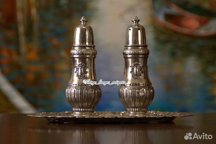 Набор для специй на подносе Серебрение Франция